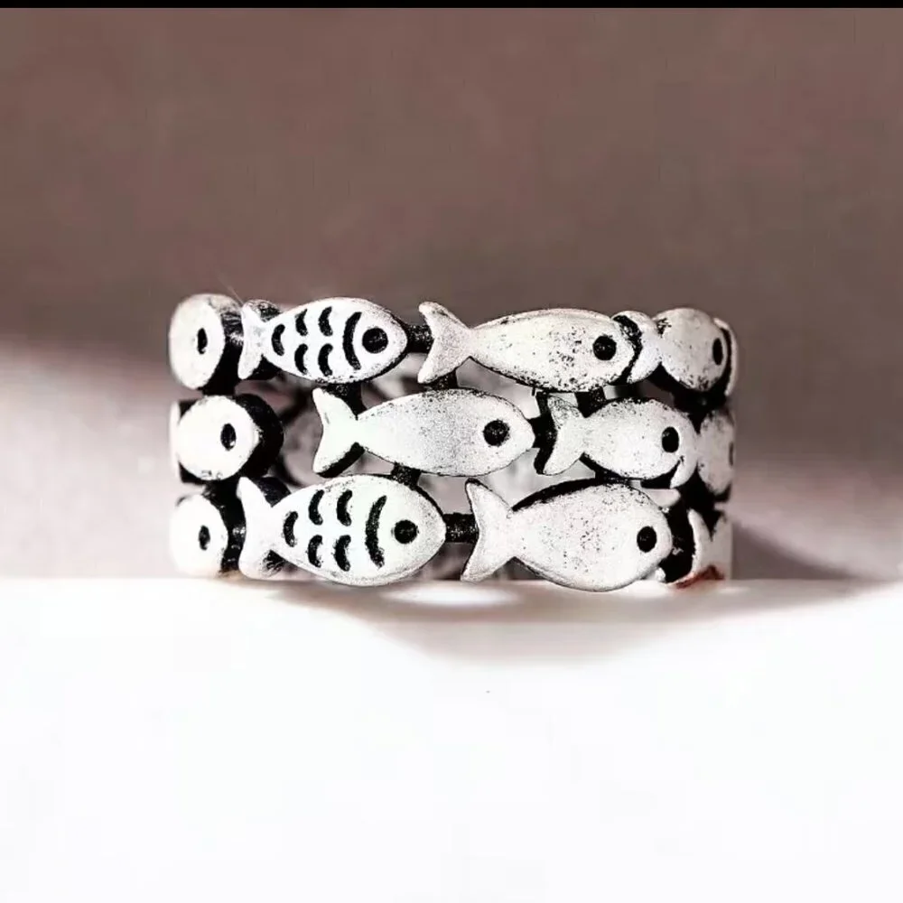 Silver 925 Fish Boho Ring #806 - Picture 6 of 10